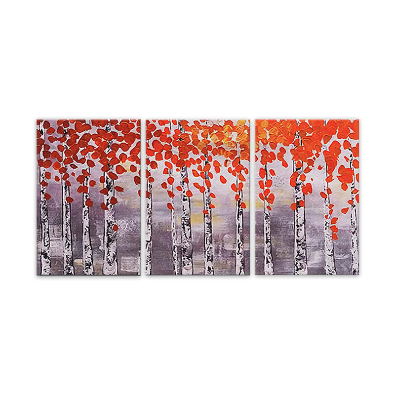 Multi-Piece Maple Trees Painting Canvas Traditional Wall Art Print for Family Room Clearhalo 'Art Gallery' 'Canvas Art' 'Traditional' Arts' 1659626