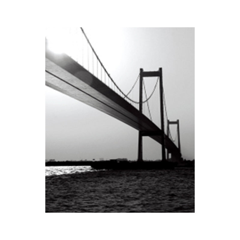 Sea Bridge Canvas Wall Art Nostalgic Stunning Scenery Wall Decor in Dark Color for Room Clearhalo 'Arts' 'Canvas Art' 1659633