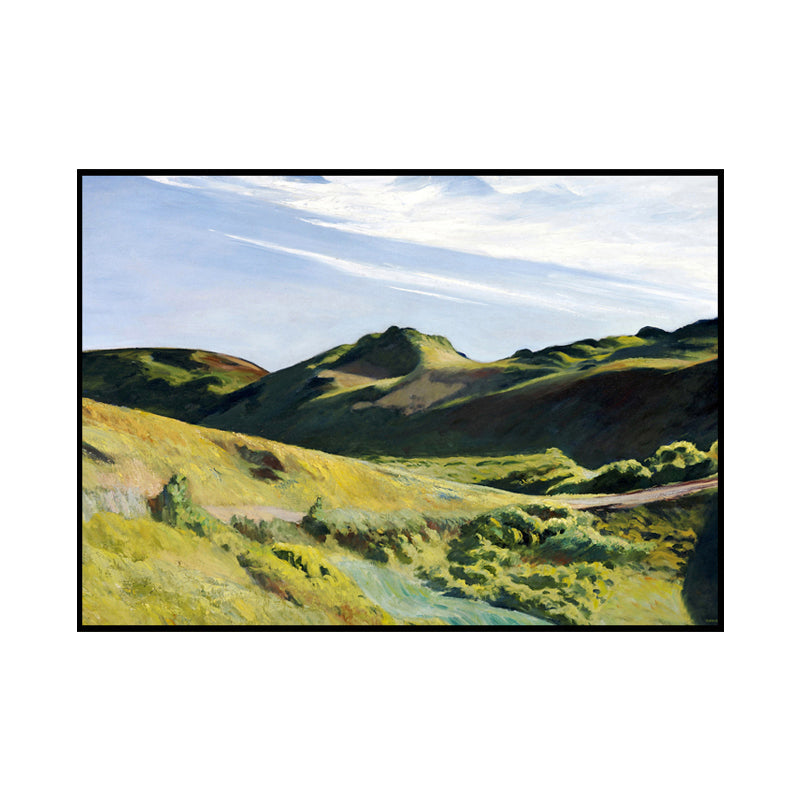 Green Summer Mountain Landscape Art Print Textured Contemporary Living Room Painting Clearhalo 'Art Gallery' 'Canvas Art' 'Contemporary Art Gallery' 'Modern' Arts' 1659644