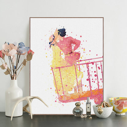 Pink Childrens Art Wall Decor Lover Watercolor Painting Canvas Print for Bedroom Pink Clearhalo 'Art Gallery' 'Canvas Art' 'Kids' Arts' 1659648