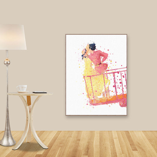 Pink Childrens Art Wall Decor Lover Watercolor Painting Canvas Print for Bedroom Clearhalo 'Art Gallery' 'Canvas Art' 'Kids' Arts' 1659650