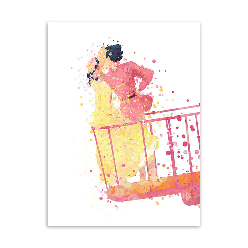 Pink Childrens Art Wall Decor Lover Watercolor Painting Canvas Print for Bedroom Clearhalo 'Art Gallery' 'Canvas Art' 'Kids' Arts' 1659651