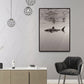 Grey Shark Wall Art Decor Underwater World Modern Textured Canvas Print for Dining Room Clearhalo 'Art Gallery' 'Canvas Art' 'Contemporary Art Gallery' 'Modern' Arts' 1659657