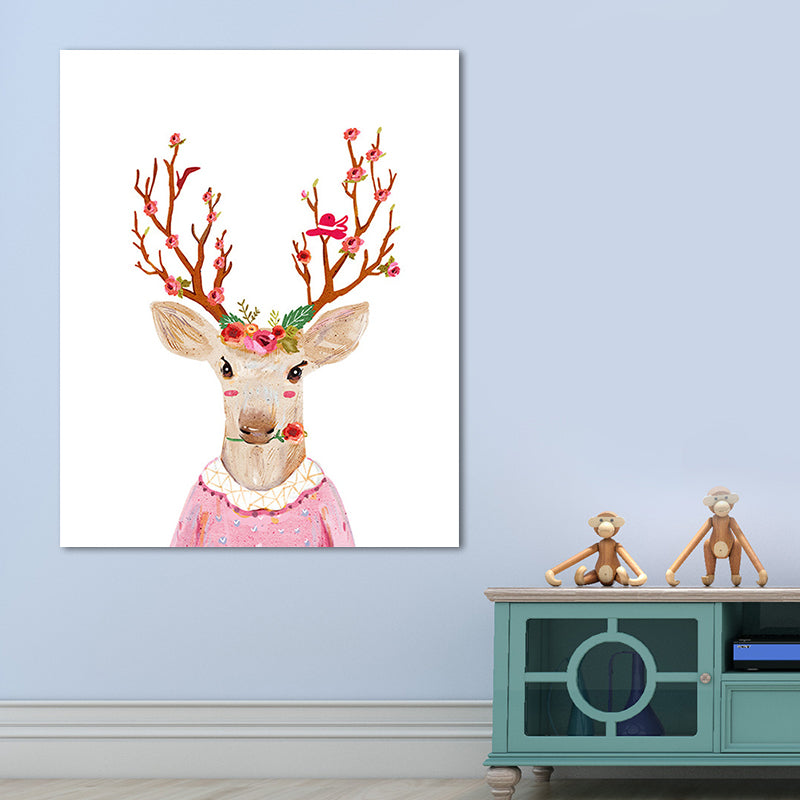 Deer Paintings Contemporary Decorative for Sitting Room Wall Art Print in Colorful Clearhalo 'Art Gallery' 'Canvas Art' 'Kids' Arts' 1659671