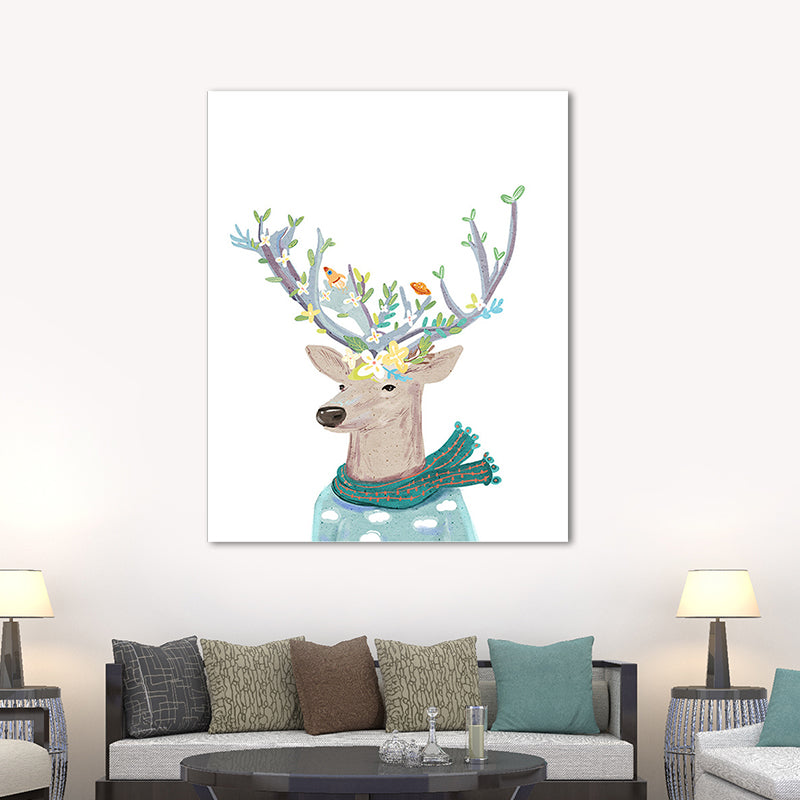 Deer Paintings Contemporary Decorative for Sitting Room Wall Art Print in Colorful Clearhalo 'Art Gallery' 'Canvas Art' 'Kids' Arts' 1659674
