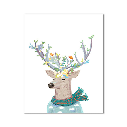 Deer Paintings Contemporary Decorative for Sitting Room Wall Art Print in Colorful Clearhalo 'Art Gallery' 'Canvas Art' 'Kids' Arts' 1659676