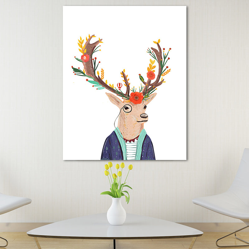 Deer Paintings Contemporary Decorative for Sitting Room Wall Art Print in Colorful Brown Clearhalo 'Art Gallery' 'Canvas Art' 'Kids' Arts' 1659677