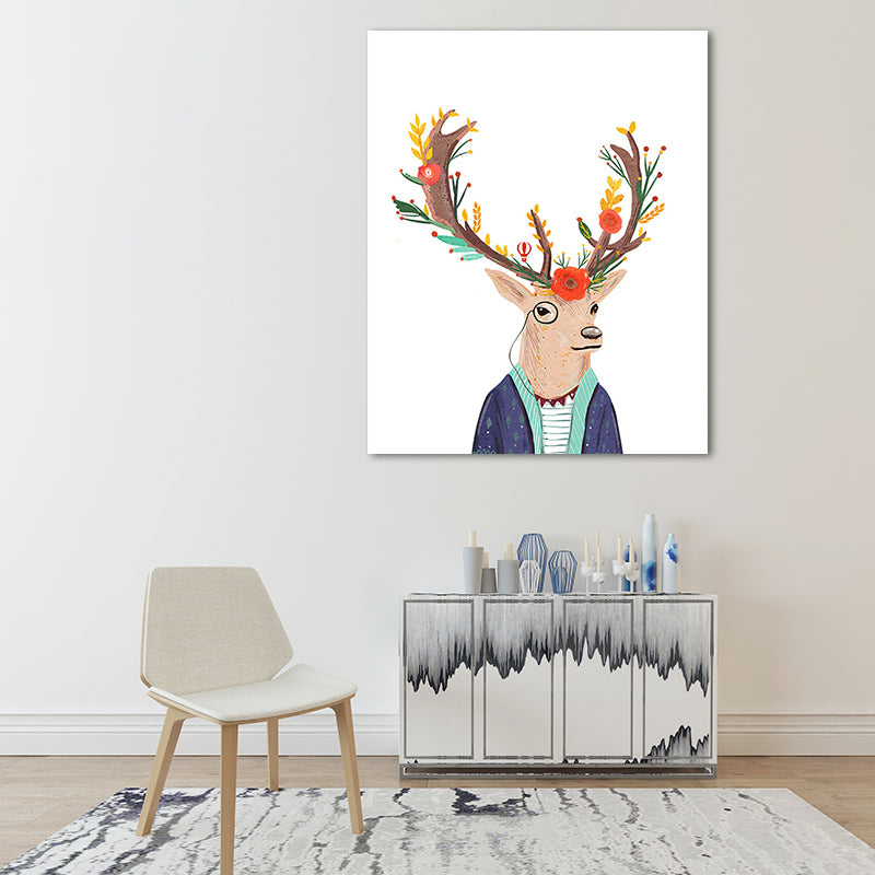 Deer Paintings Contemporary Decorative for Sitting Room Wall Art Print in Colorful Clearhalo 'Art Gallery' 'Canvas Art' 'Kids' Arts' 1659679