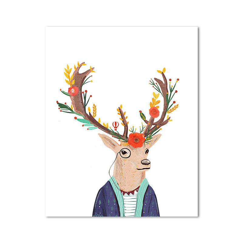 Deer Paintings Contemporary Decorative for Sitting Room Wall Art Print in Colorful Clearhalo 'Art Gallery' 'Canvas Art' 'Kids' Arts' 1659680