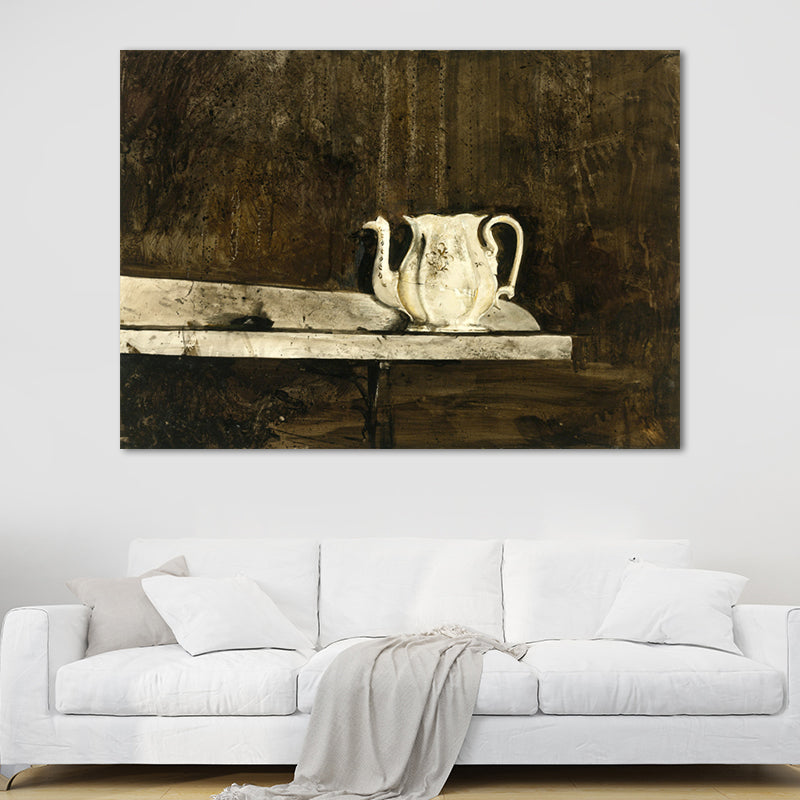 Kitchenware Canvas Art Textured Farmhouse Style Family Room Painting in Dark Color White Clearhalo 'Art Gallery' 'Canvas Art' 'Country Art Gallery' 'French Country' 'Rustic' Arts' 1659688
