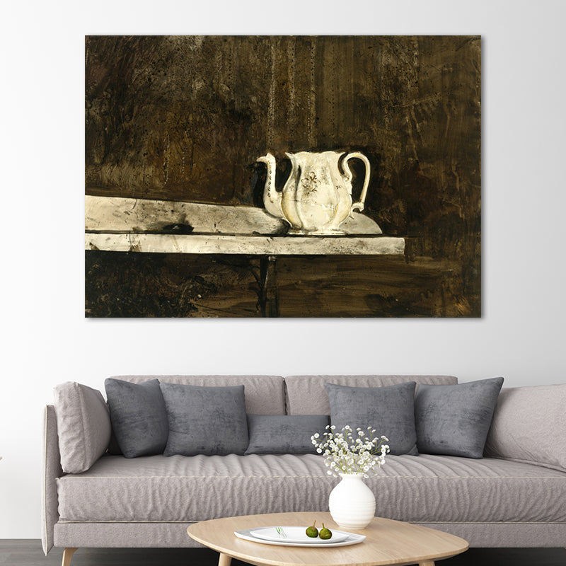 Kitchenware Canvas Art Textured Farmhouse Style Family Room Painting in Dark Color Clearhalo 'Art Gallery' 'Canvas Art' 'Country Art Gallery' 'French Country' 'Rustic' Arts' 1659690