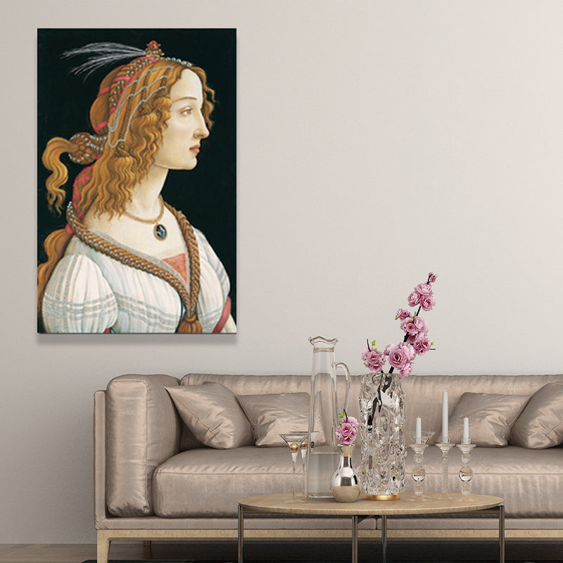 Vintage Royal Woman Portrait Painting Pastel Color House Interior Canvas Wall Art White Clearhalo 'Arts' 'Canvas Art' 1659814