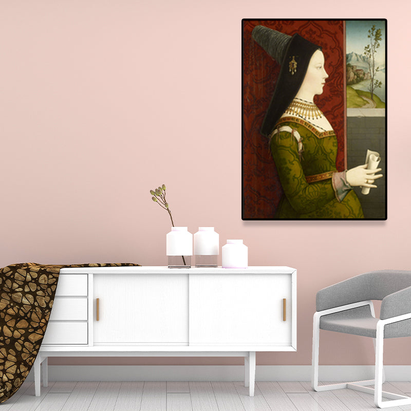 Vintage Royal Woman Portrait Painting Pastel Color House Interior Canvas Wall Art Green Clearhalo 'Arts' 'Canvas Art' 1659818