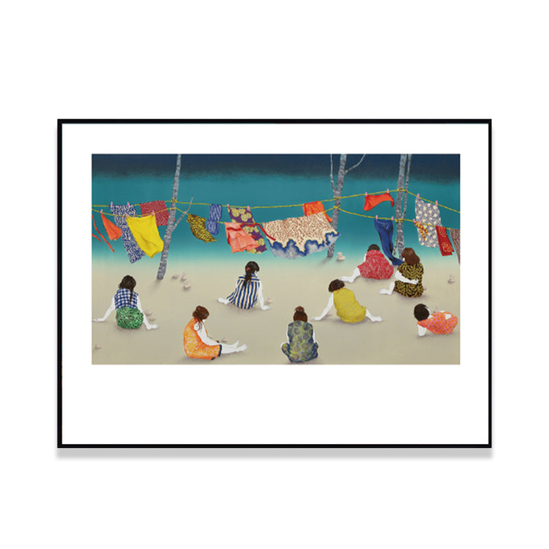 Textured Women's Hobbies Canvas Art Cartoon Wall Decor in Dark Color for Living Room Clearhalo 'Art Gallery' 'Canvas Art' 'Kids' Arts' 1659827