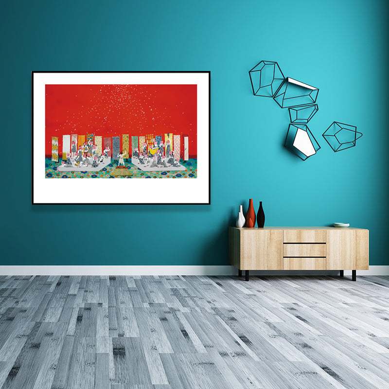 Textured Women's Hobbies Canvas Art Cartoon Wall Decor in Dark Color for Living Room Clearhalo 'Art Gallery' 'Canvas Art' 'Kids' Arts' 1659832