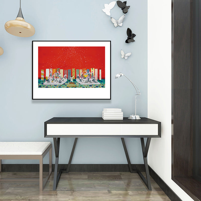 Textured Women's Hobbies Canvas Art Cartoon Wall Decor in Dark Color for Living Room Clearhalo 'Art Gallery' 'Canvas Art' 'Kids' Arts' 1659833