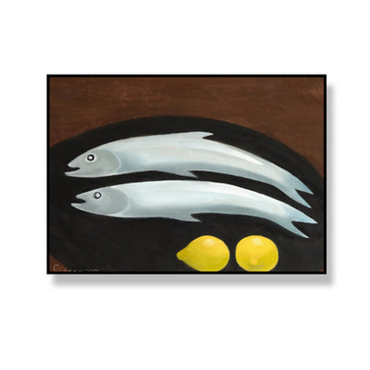 Cartoon Fish and Lemon Canvas Living Room Wall Art Decor in Black, Multiple Size Options Clearhalo 'Art Gallery' 'Canvas Art' 'Kids' Arts' 1659839