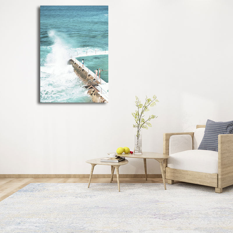 Nature Scenery Wall Art Decor Textured Tropical Living Room Canvas in Pastel Color Blue Clearhalo 'Art Gallery' 'Canvas Art' 'Coastal Art Gallery' 'Nautical' Arts' 1659843