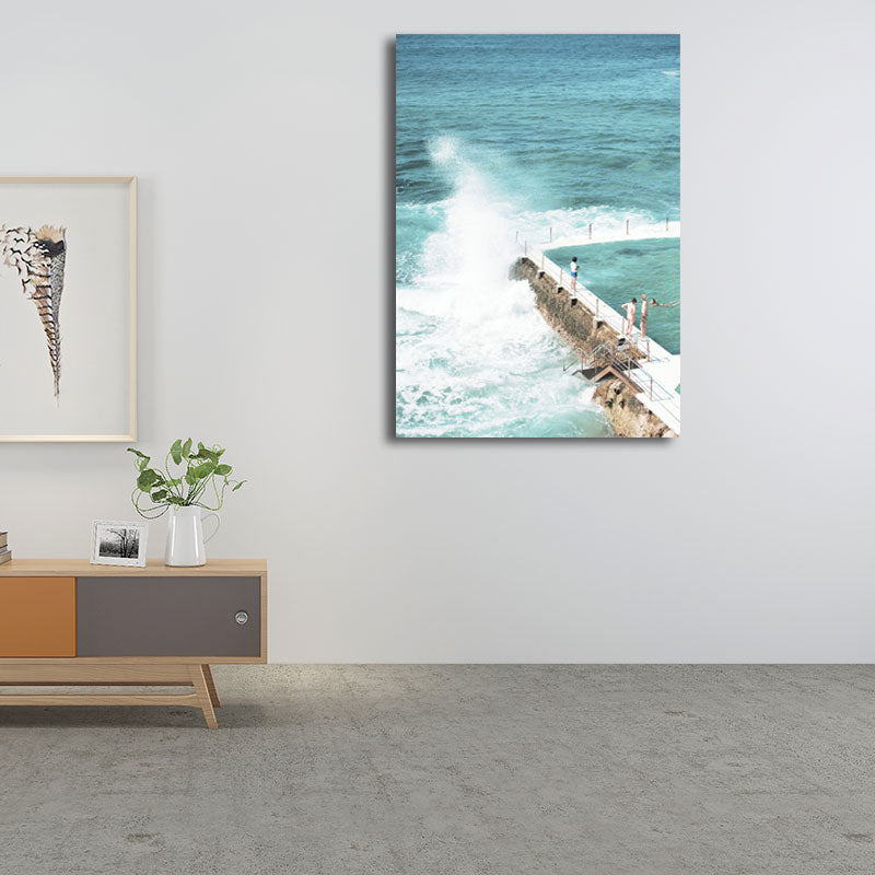 Nature Scenery Wall Art Decor Textured Tropical Living Room Canvas in Pastel Color Clearhalo 'Art Gallery' 'Canvas Art' 'Coastal Art Gallery' 'Nautical' Arts' 1659845
