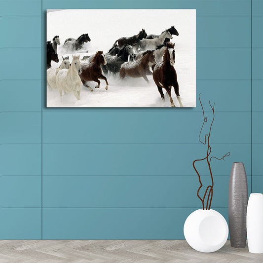 Gorgeous Steeds Canvas Art for Living Room Wild Animal Wall Decor in Pastel Color Clearhalo 'Art Gallery' 'Canvas Art' 'Contemporary Art Gallery' 'Modern' Arts' 1659863