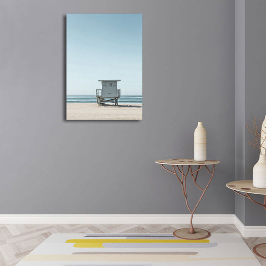 Light Blue Tropix Canvas Print Beach Chair and Sea Skyline Scenery Wall Art for Room Light Blue Clearhalo 'Art Gallery' 'Canvas Art' 'Coastal Art Gallery' 'Nautical' Arts' 1659865