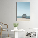 Light Blue Tropix Canvas Print Beach Chair and Sea Skyline Scenery Wall Art for Room Clearhalo 'Art Gallery' 'Canvas Art' 'Coastal Art Gallery' 'Nautical' Arts' 1659866