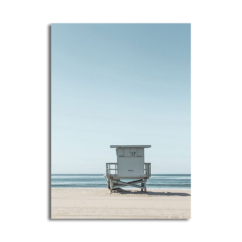 Light Blue Tropix Canvas Print Beach Chair and Sea Skyline Scenery Wall Art for Room Clearhalo 'Art Gallery' 'Canvas Art' 'Coastal Art Gallery' 'Nautical' Arts' 1659868