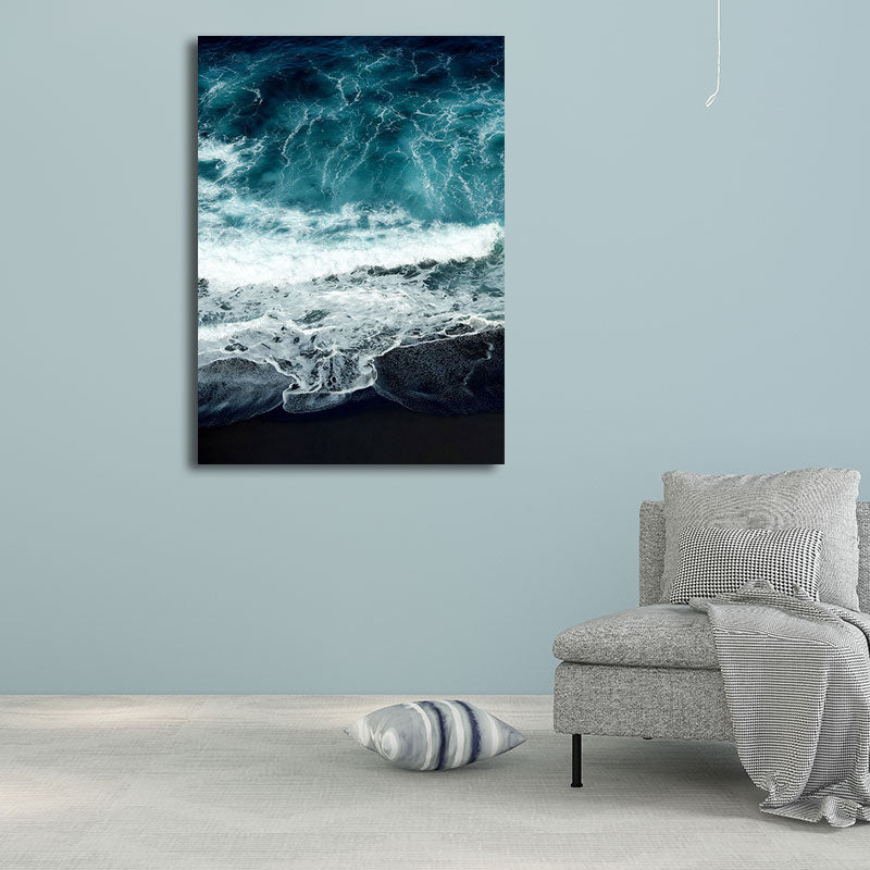 Tropical Ocean Water Art Print Canvas Textured Dark Color Wall Decor for Living Room White Clearhalo 'Art Gallery' 'Canvas Art' 'Coastal Art Gallery' 'Nautical' Arts' 1659879