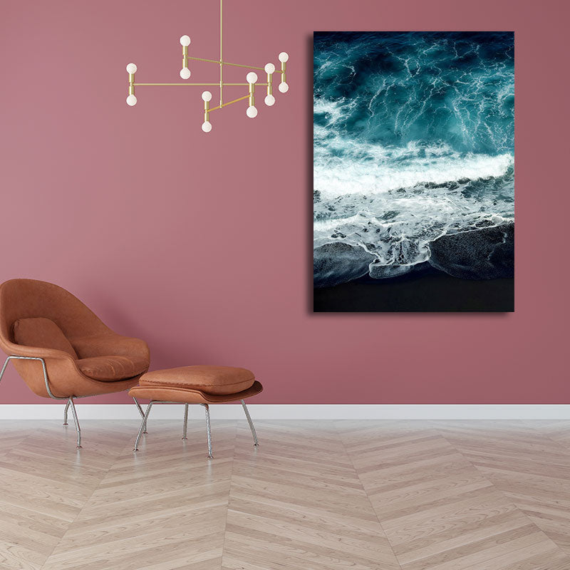 Tropical Ocean Water Art Print Canvas Textured Dark Color Wall Decor for Living Room Clearhalo 'Art Gallery' 'Canvas Art' 'Coastal Art Gallery' 'Nautical' Arts' 1659880