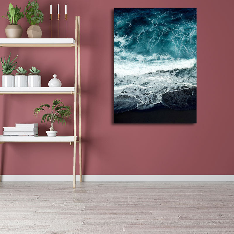 Tropical Ocean Water Art Print Canvas Textured Dark Color Wall Decor for Living Room Clearhalo 'Art Gallery' 'Canvas Art' 'Coastal Art Gallery' 'Nautical' Arts' 1659881