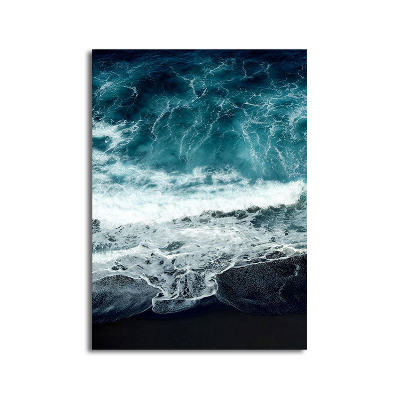 Tropical Ocean Water Art Print Canvas Textured Dark Color Wall Decor for Living Room Clearhalo 'Art Gallery' 'Canvas Art' 'Coastal Art Gallery' 'Nautical' Arts' 1659882