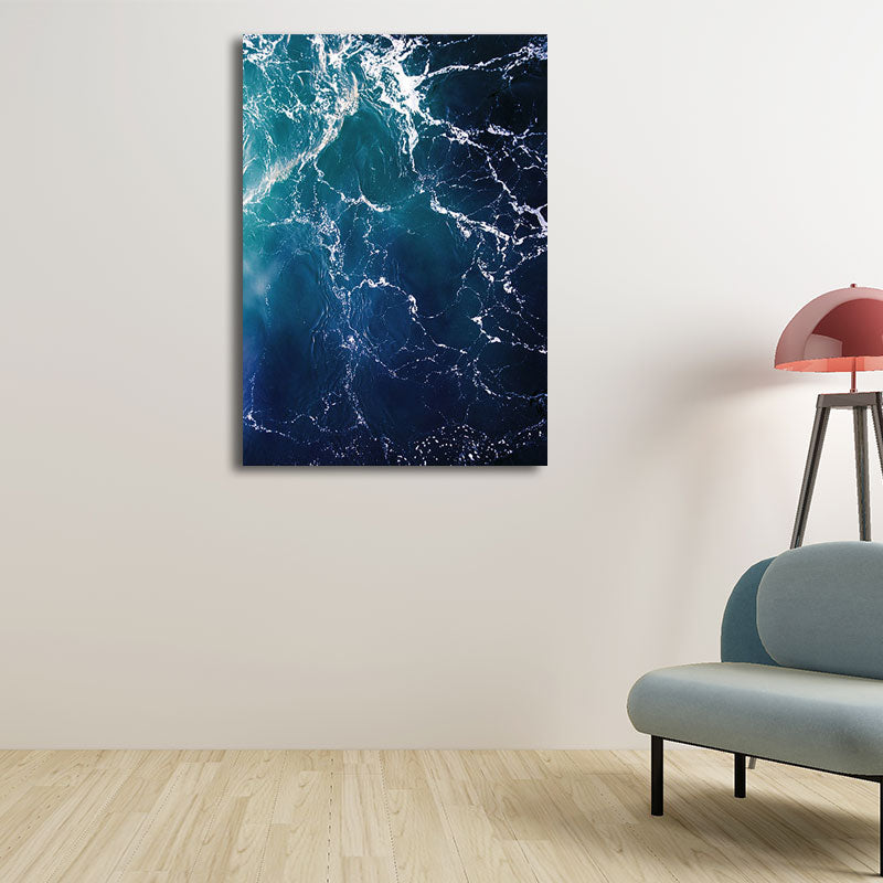 Tropical Ocean Water Art Print Canvas Textured Dark Color Wall Decor for Living Room Blue Clearhalo 'Art Gallery' 'Canvas Art' 'Coastal Art Gallery' 'Nautical' Arts' 1659886