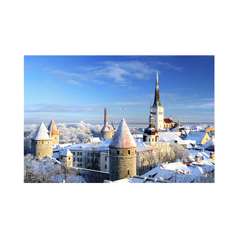 Modern Mediterranean Architecture Canvas Pastel Color Textured Wall Art Decor for Home Clearhalo 'Art Gallery' 'Canvas Art' 'Contemporary Art Gallery' 'Modern' Arts' 1659922