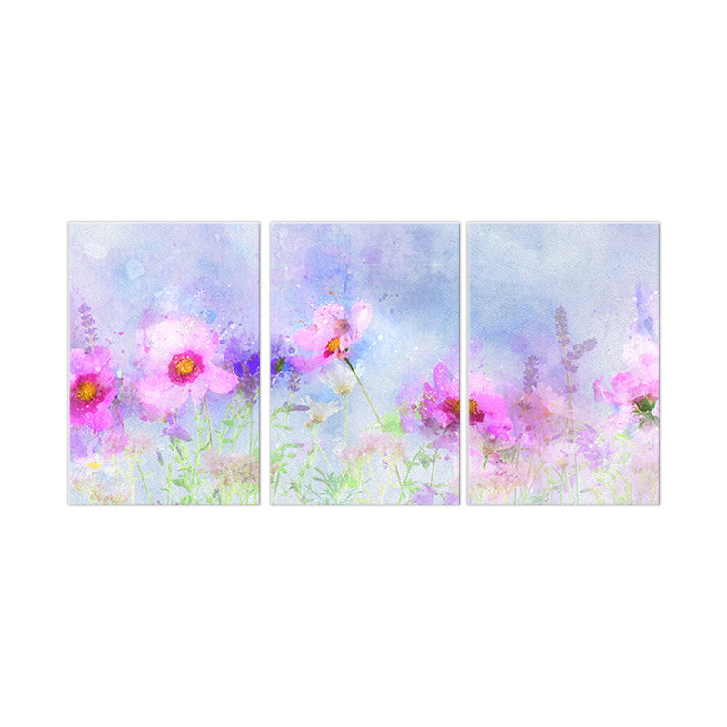 Blossom Drawing Wall Decor in Pink Canvas Wall Art for Girls Room, Multi-Piece Clearhalo 'Art Gallery' 'Canvas Art' 'Traditional' Arts' 1659933