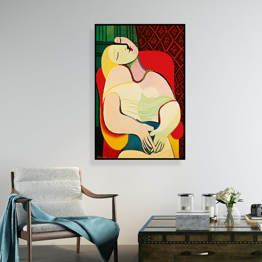 Canvas Yellow Wall Art Traditional Picasso A Dream Painting for House Interior, Textured Yellow Clearhalo 'Art Gallery' 'Canvas Art' 'Traditional' Arts' 1659952