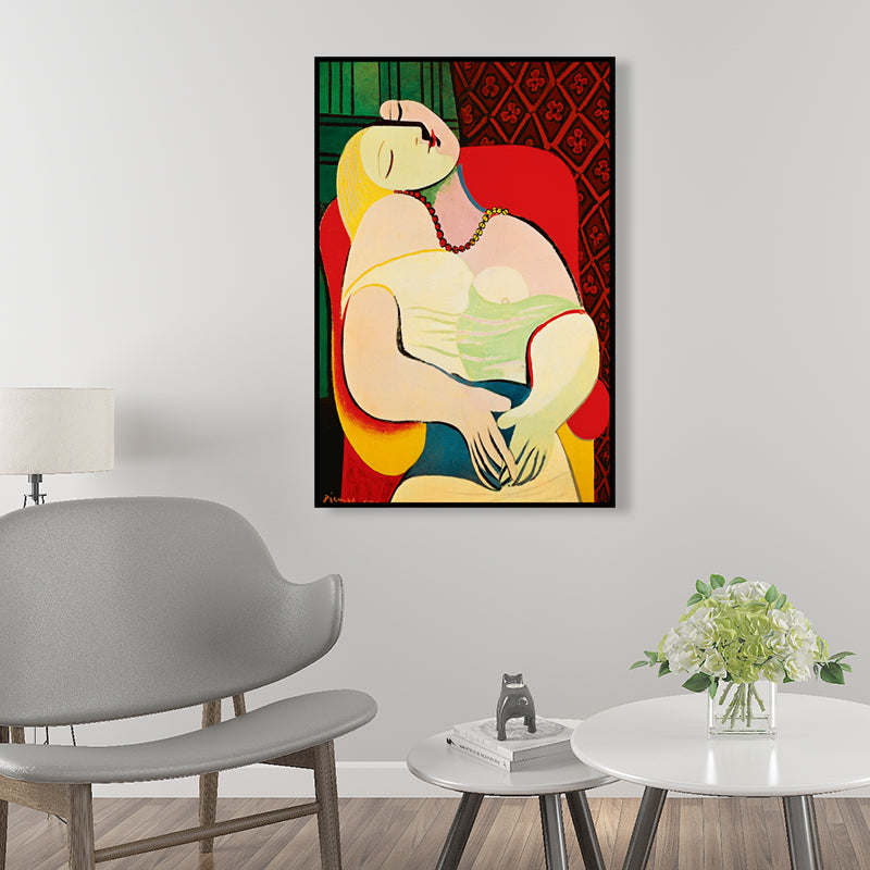 Canvas Yellow Wall Art Traditional Picasso A Dream Painting for House Interior, Textured Clearhalo 'Art Gallery' 'Canvas Art' 'Traditional' Arts' 1659954