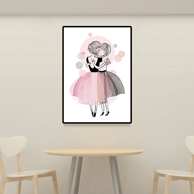 Childrens Art Figure Canvas Print Soft Color Girl Drawing Wall Decor for Bedroom Clearhalo 'Art Gallery' 'Canvas Art' 'Kids' Arts' 1659961