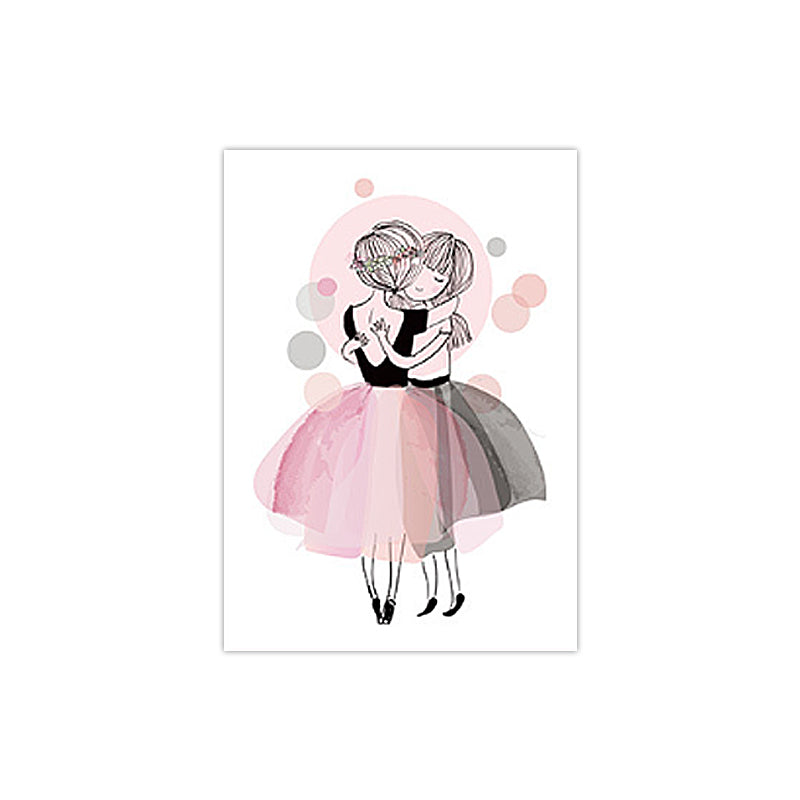 Childrens Art Figure Canvas Print Soft Color Girl Drawing Wall Decor for Bedroom Clearhalo 'Art Gallery' 'Canvas Art' 'Kids' Arts' 1659962