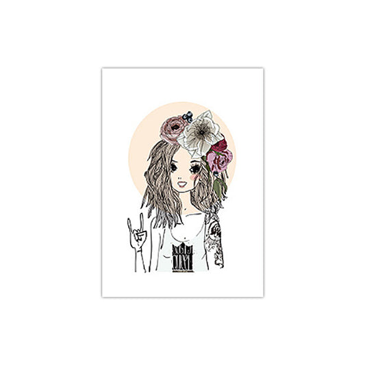 Childrens Art Figure Canvas Print Soft Color Girl Drawing Wall Decor for Bedroom Clearhalo 'Art Gallery' 'Canvas Art' 'Kids' Arts' 1659969