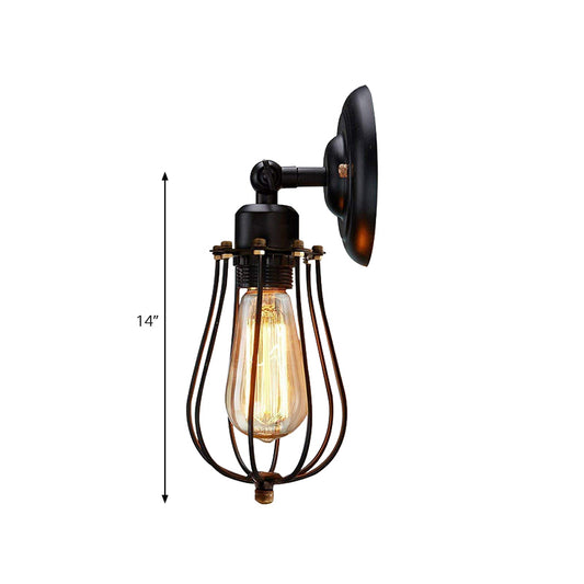 2 Packs Caged Metal Wall Lamp Industrial Style 1 Light Bedroom Wall Mount Lamp with Bulb Shaped Clearhalo 'Art deco wall lights' 'Cast Iron' 'Glass' 'Industrial wall lights' 'Industrial' 'Middle century wall lights' 'Modern' 'Rustic wall lights' 'Tiffany' 'Traditional wall lights' 'Wall Lamps & Sconces' 'Wall Lights' Lighting' 165996