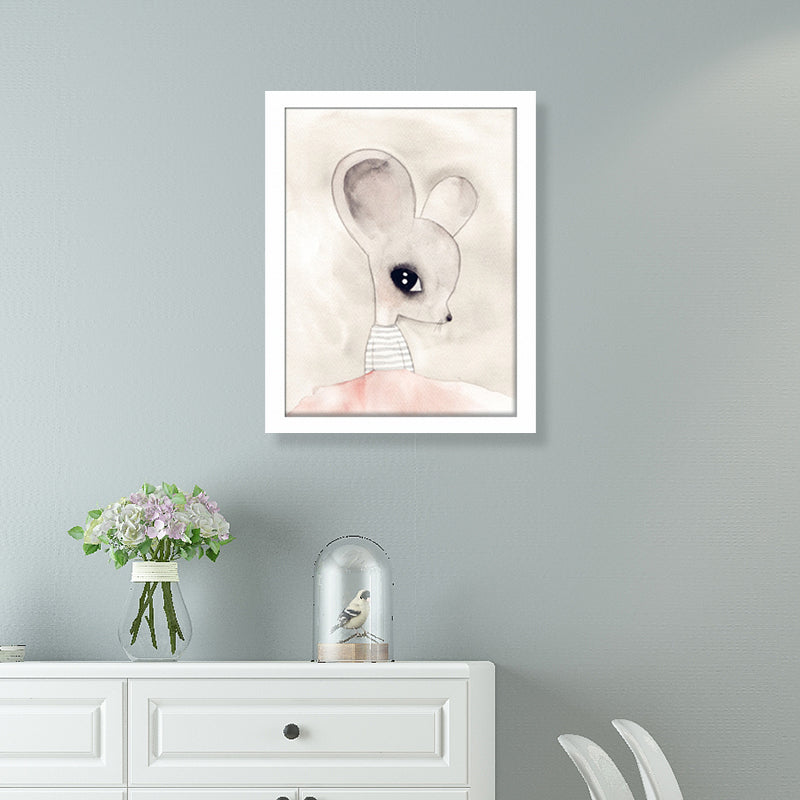 Rabbit Canvas Wall Art Cartoon Cute Figure Drawing Wall Decor in Beige for Nursery Clearhalo 'Art Gallery' 'Canvas Art' 'Kids' Arts' 1660001