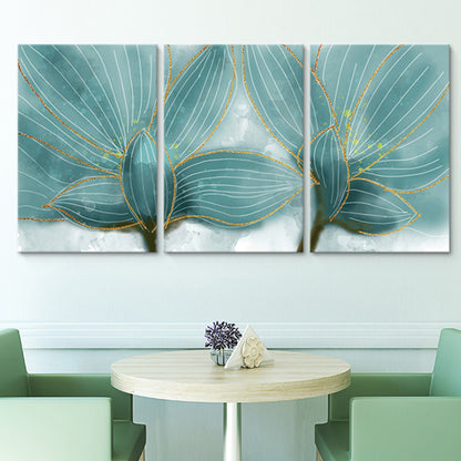 Petals Wall Art in Blue Modernist Style Canvas Print for Bedroom, Multi-Piece Blue Clearhalo 'Art Gallery' 'Canvas Art' 'Contemporary Art Gallery' 'Modern' Arts' 1660004
