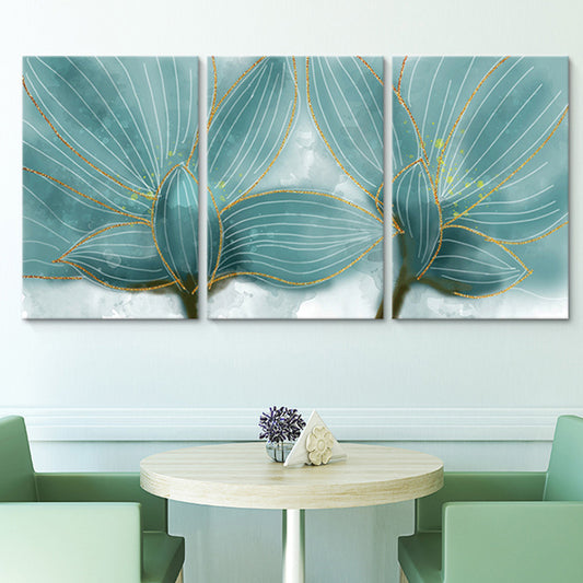 Petals Wall Art in Blue Modernist Style Canvas Print for Bedroom, Multi-Piece Blue Clearhalo 'Art Gallery' 'Canvas Art' 'Contemporary Art Gallery' 'Modern' Arts' 1660004