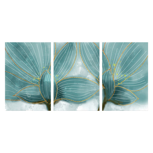 Petals Wall Art in Blue Modernist Style Canvas Print for Bedroom, Multi-Piece Clearhalo 'Art Gallery' 'Canvas Art' 'Contemporary Art Gallery' 'Modern' Arts' 1660007