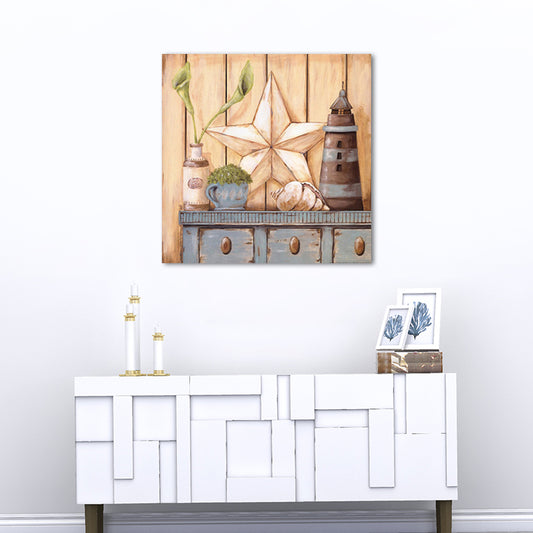 Farmhouse Cabinet and Sundries Painting Pastel Color House Interior Wall Art Print