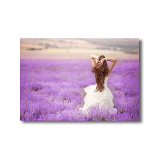 Girl in Flower Sea Wall Decor Purple Canvas Art Print for Decorative, Multiple Sizes Clearhalo 'Art Gallery' 'Canvas Art' 'Contemporary Art Gallery' 'Modern' Arts' 1660041