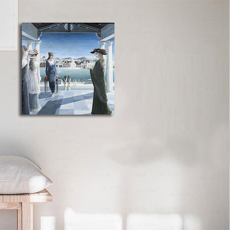 Oil Painting Nostalgic Style Canvas Women Figures in Blue, Multiple Sizes Available Blue Clearhalo 'Arts' 'Canvas Art' 1660111