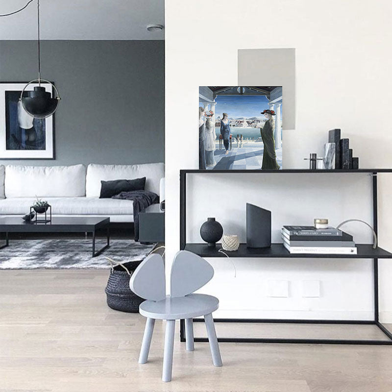 Oil Painting Nostalgic Style Canvas Women Figures in Blue, Multiple Sizes Available Clearhalo 'Arts' 'Canvas Art' 1660112