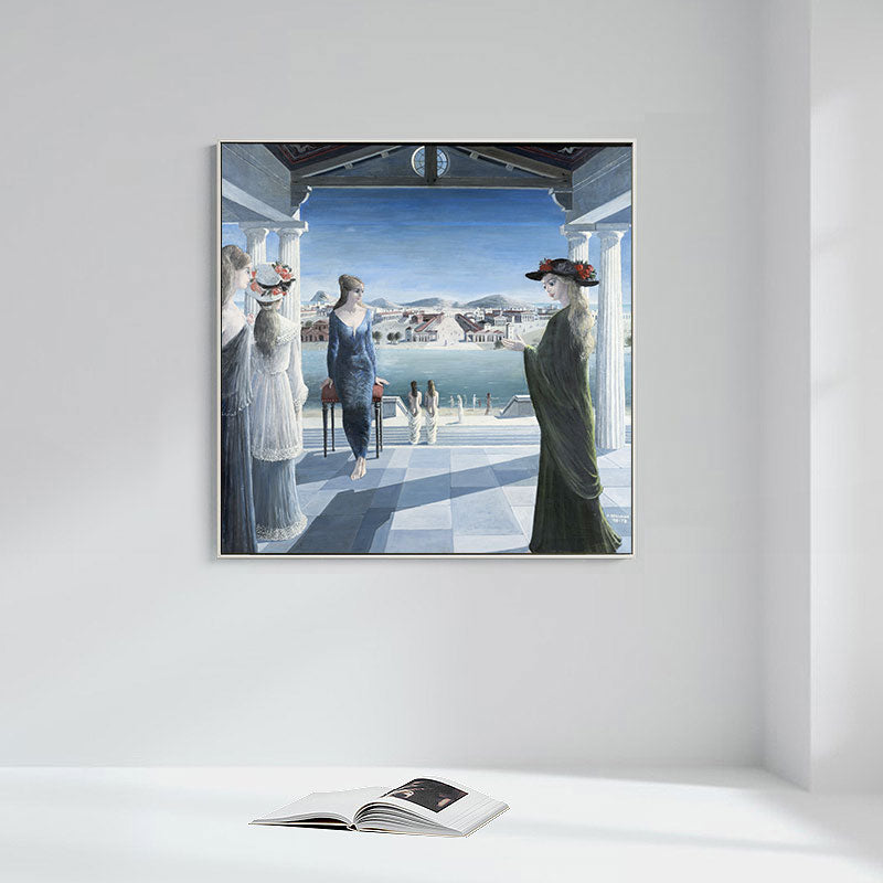 Oil Painting Nostalgic Style Canvas Women Figures in Blue, Multiple Sizes Available Clearhalo 'Arts' 'Canvas Art' 1660113