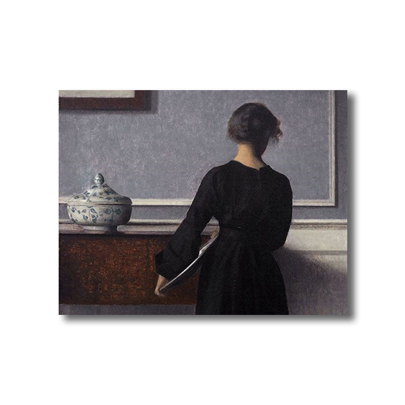 Young Girl's Back Painting Retro Style Canvas Wall Art Print, Multiple Sizes Options Clearhalo 'Arts' 'Canvas Art' 1660121